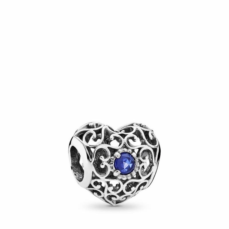 Talismane Pandora September Signature Inima Argint/Albastri (fhDTvKZe)